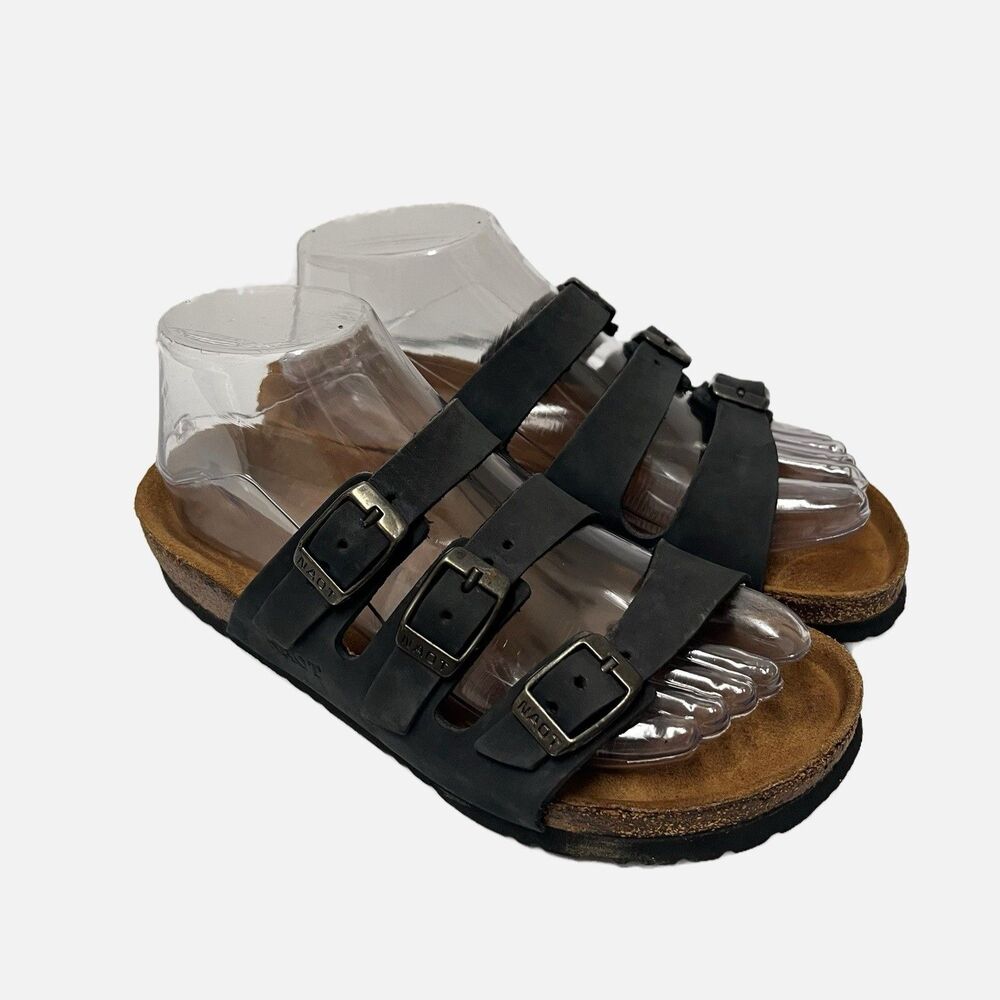 Naot Austin Black Leather Slides W/Buckles Women’s Size 37(US 6)